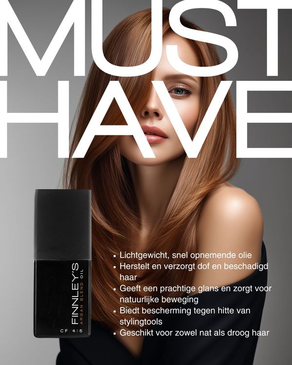 Finnley's marketing add voor Argan Blend Oil is lichtgewicht, snel absorberend en perfect voor dof of beschadigd haar